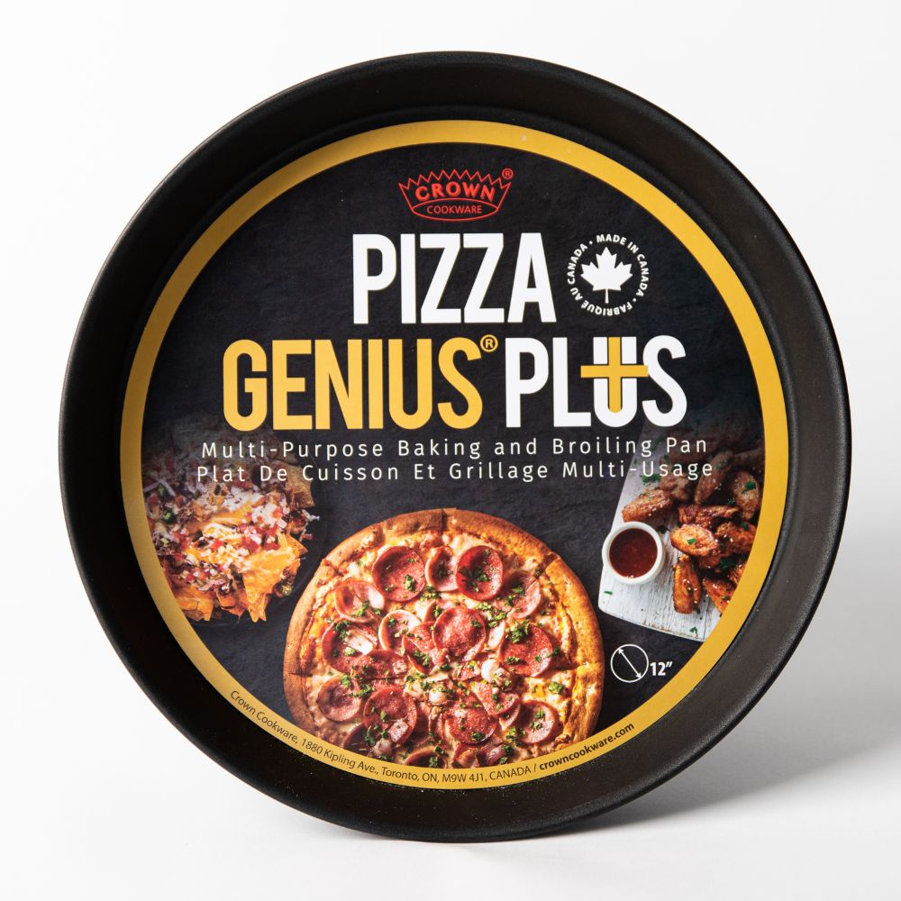 Genius Plus multi-purpose baking and broiling pan for making pizza and other dishes.