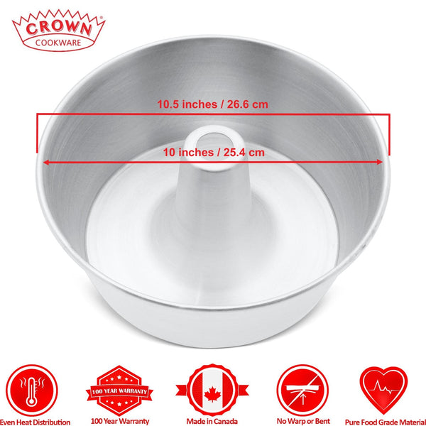 Canadian-made cookware and bakeware, Premium quality aluminum bakeware, Commercial-grade kitchenware made in Canada, Crown Cookware factory in Toronto, Professional baking pans for home and business, Durable cake pans made in Canada, High-performance cooking tools for chefs, 10 inch angel cake pan