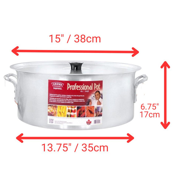 Heavy duty 15L aluminum brazier pot with cover, 3/16
