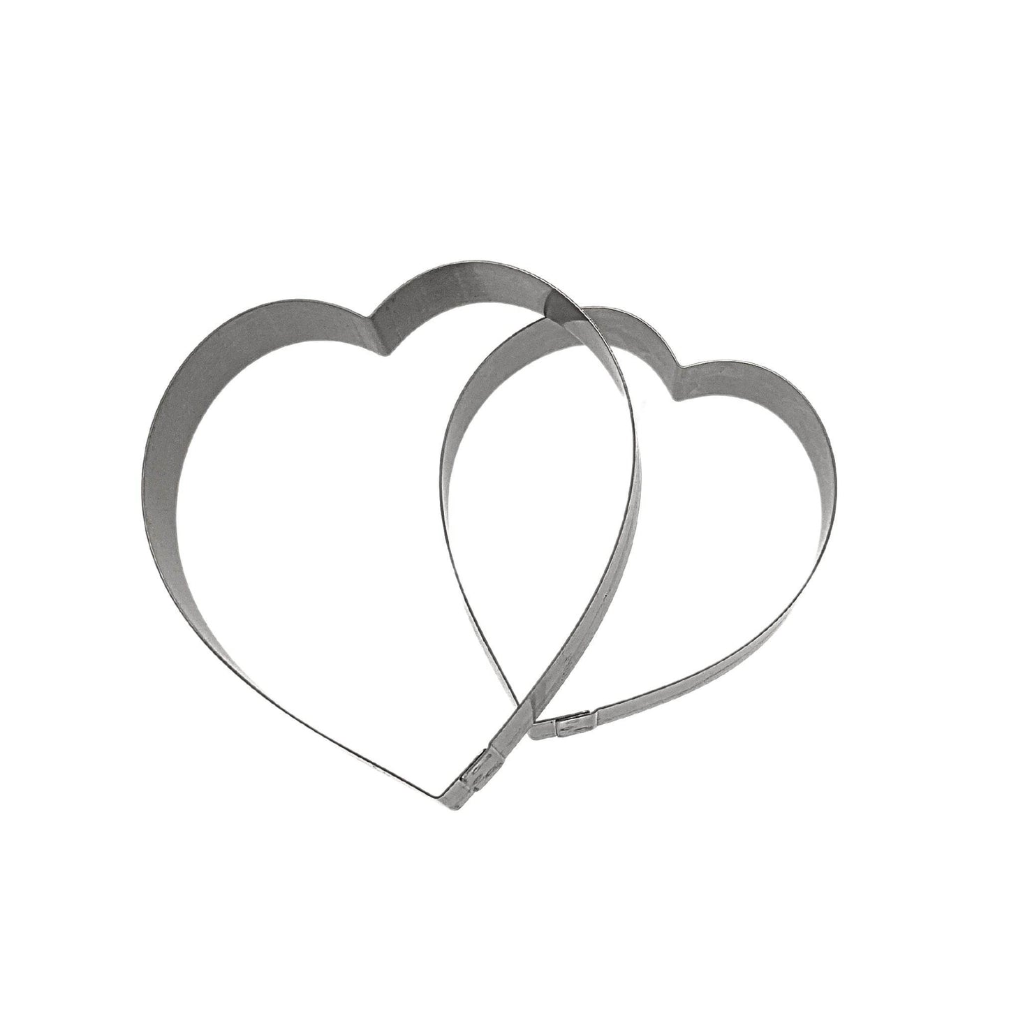 Stainless steel heart cake rings, 1" height, made in Canada, ideal for baking and creating heart-shaped desserts.