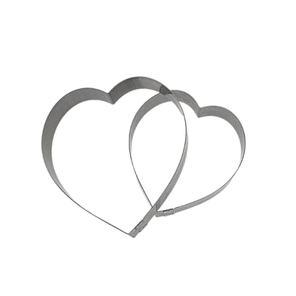 Stainless steel heart cake rings, 1" height, made in Canada, ideal for baking and creating heart-shaped desserts.