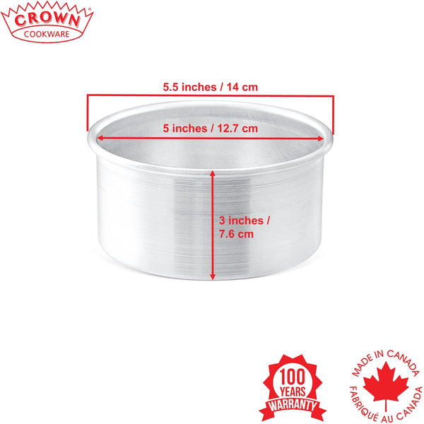 Metal baking pan with dimensions labeled, Crown Cookware logo, and 'Made in Canada' stamp on a white background, Canadian-made cookware and bakeware, Premium quality aluminum bakeware, Commercial-grade kitchenware made in Canada, Crown Cookware factory in Toronto, Professional baking pans for home and business, Durable cake pans made in Canada, High-performance cooking tools for chefs
