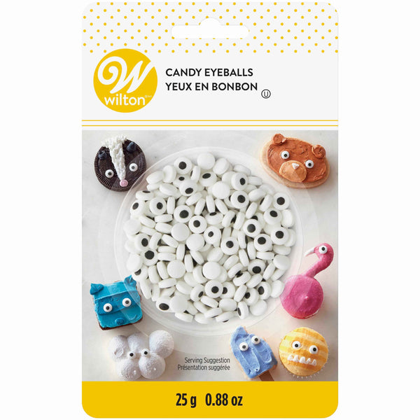 Wilton mini candy eyeballs in a variety of colors, ideal for decorating cakes and cupcakes