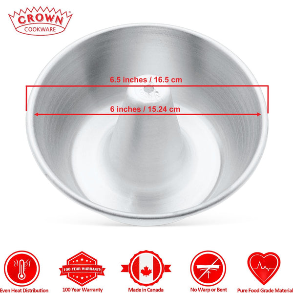 Canadian-made cookware and bakeware, Premium quality aluminum bakeware, Commercial-grade kitchenware made in Canada, Crown Cookware factory in Toronto, Professional baking pans for home and business, Durable cake pans made in Canada, High-performance cooking tools for chefs, 6 inch angel cake pan