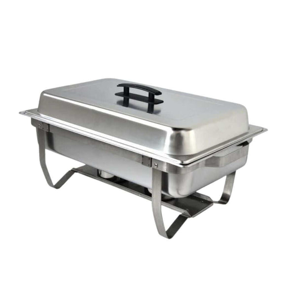 8.5L CHAFING DISH WITH LID, Chafing dish with a lid and black handle, raised on sturdy legs - STAINLESS STEEL - Crown Cookware
