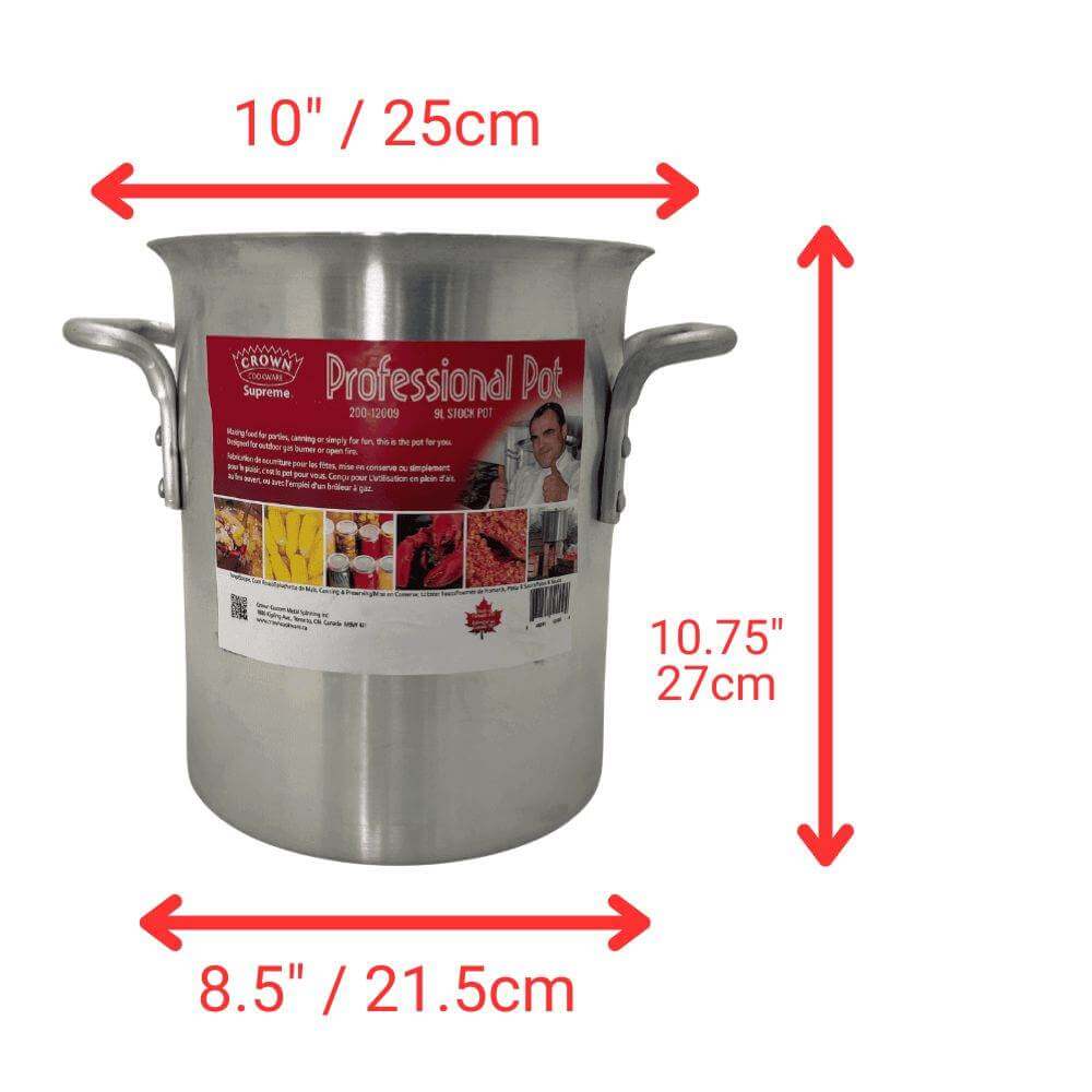 Crown Cookware Aluminum Stockpot, 9L, Canadian Made
