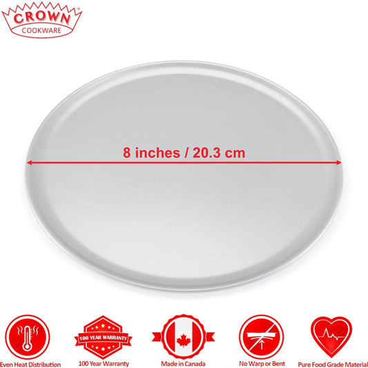 Canadian-made cookware and bakeware, Premium quality aluminum bakeware, Commercial-grade kitchenware made in Canada, Crown Cookware factory in Toronto, Professional baking pans for home and business, Durable cake pans made in Canada, High-performance cooking tools for chefs, 8 inch traditional pizza pan