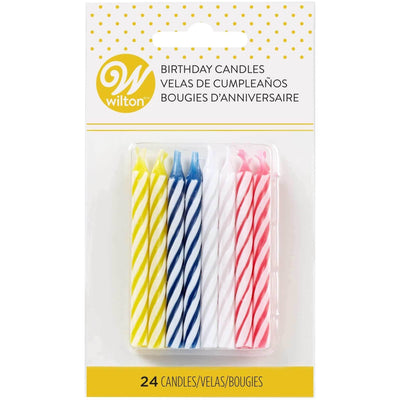 Candles Stripe Assorted 2.5 Inch - 24 Pieces - Crown Cookware