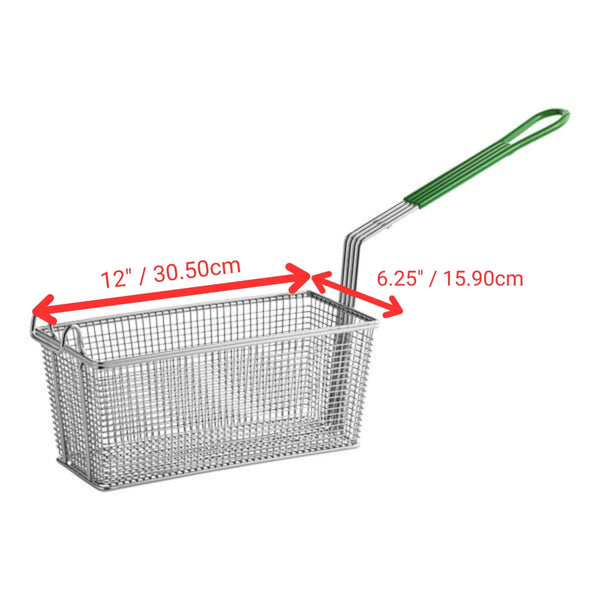 Comercial fryer basket with durable wire mesh, 12