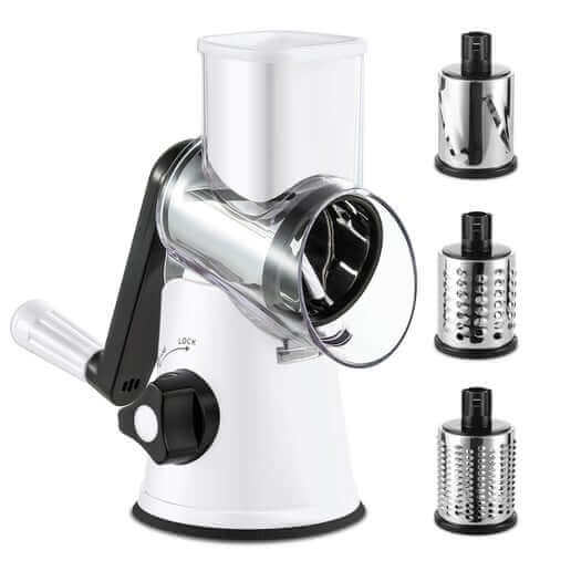 DRUM GRATER, GRINDER, NUT & CHEESE SUCTION CUP - Drum Grater, Easy to use, With Suction Cup, White