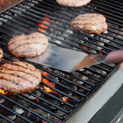 Canadian-made cookware and bakeware, Premium quality aluminum bakeware, Commercial-grade kitchenware made in Canada, Crown Cookware factory in Toronto, Professional baking pans for home and business, Durable cake pans made in Canada, High-performance cooking tools for chefs, Hamburger Turner, 4" X 5" - Crown Cookware, bbq spatula, grill spatula 
