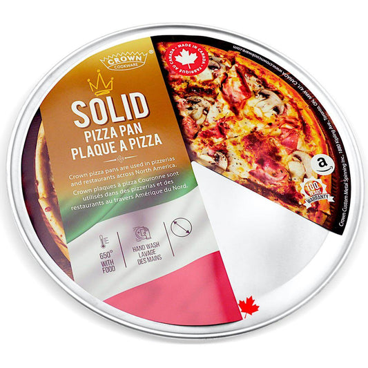 Traditional Solid Pizza Pans - Crown Cookware, Canadian Made, Aluminum, Solid, High-Gauge