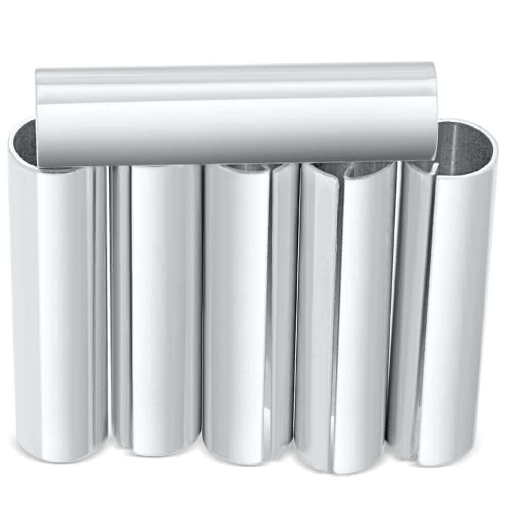 Set of stainless steel cannoli tubes for baking Italian pastries, perfect for creating crispy shells to fill with delicious fillings.